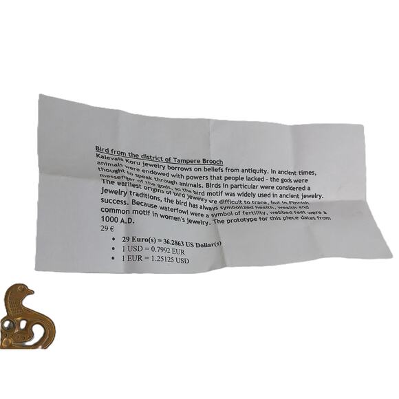 Vintage Kalevala Koru Bird From The District of Tampere Brooch Pin - Picture 3 of 6